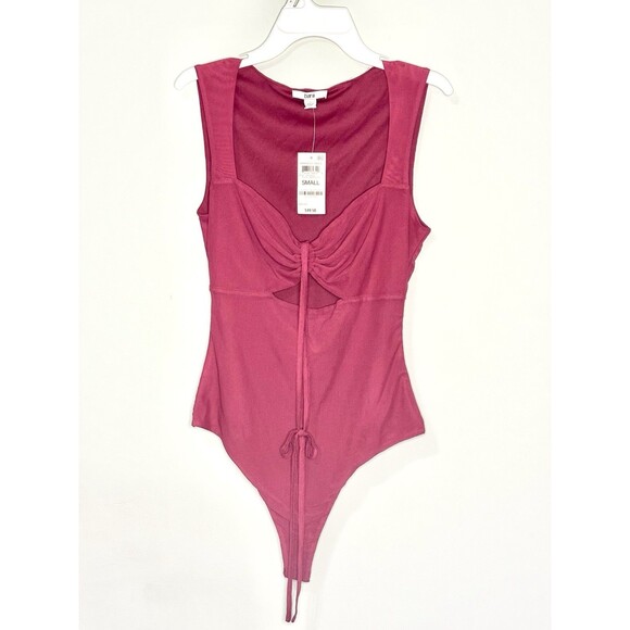 NWT Bar III Red Bodysuit Cutout Sweetheart Neck Sexy Sz Small - Picture 4 of 9